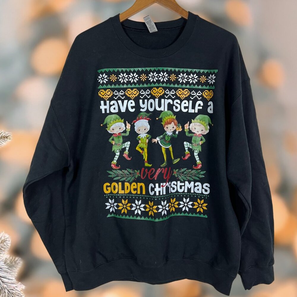 Gildan "Golden" Christmas Elf Sweatshirt Unisex XL NWOT 🎉Host Pick🎉 - Picture 1 of 3